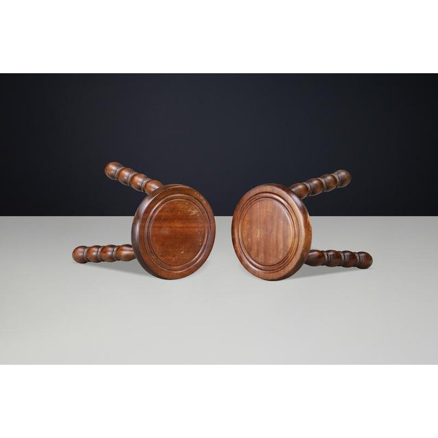 French Beech Stools in the style of Charles Dudouyt, 1940s, Set of 2 For Sale - Image 6 of 9