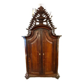 Rare 19th C. Italian Carved Walnut Table Hutch For Sale