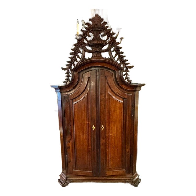 Rare 19th C. Italian Carved Walnut Table Hutch For Sale