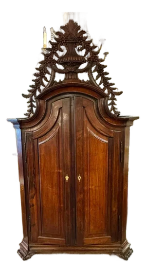 Rare 19th C. Italian Carved Walnut Table Hutch