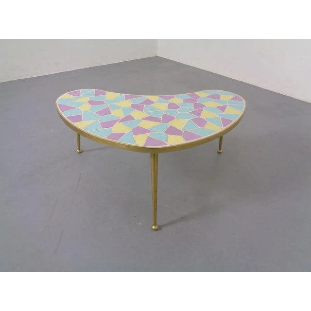 1950s German Ceramic Metal & Mosaic Kidney Side Table, 1950s For Sale - Image 5 of 18