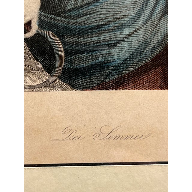 Victorian Antique 1851 a.h. Payne Hand Colored Steel Engraving Summer / Der Sommer, Framed For Sale - Image 3 of 8