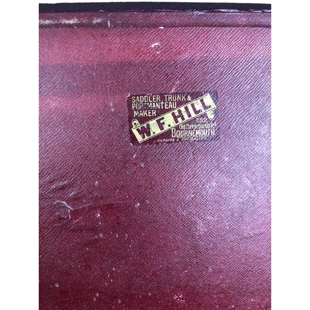 1900's English Leather Trunk on Stand For Sale - Image 11 of 11