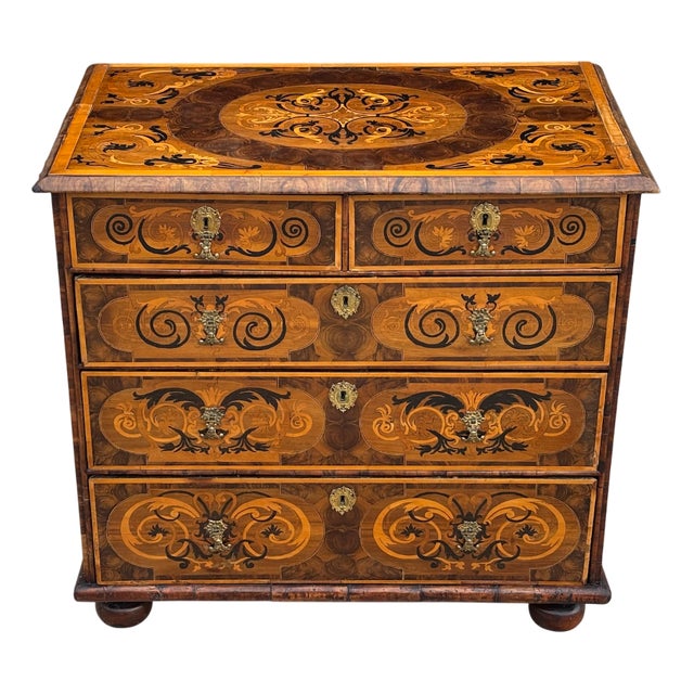 Antique William & Mary Oyster Marquetry Chest, 1680 For Sale