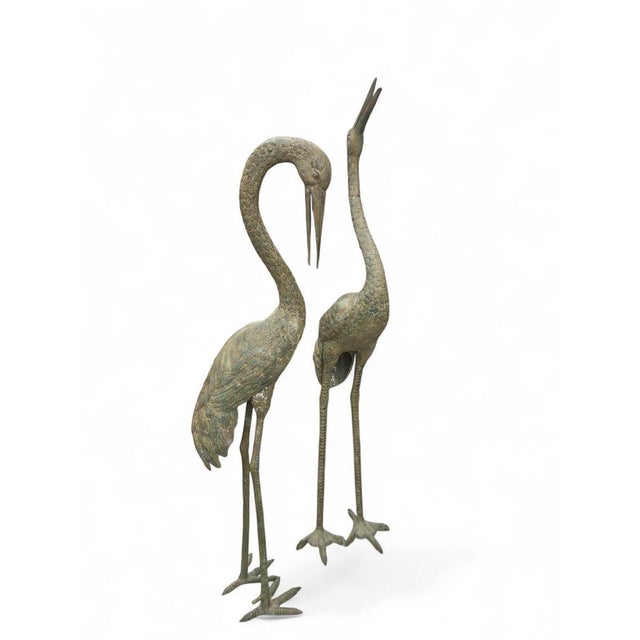 1970s Large Patinated Bronze Heron Sculptures, 1970, Set of 2 For Sale - Image 5 of 8
