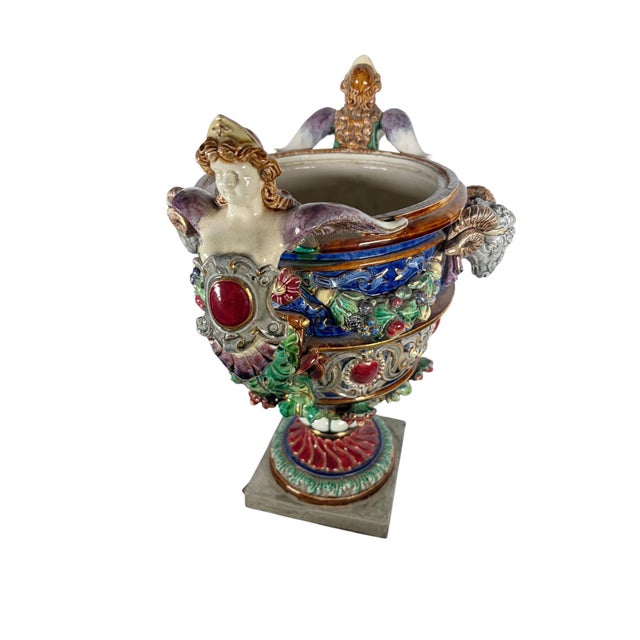German Majolica Multicolored Urn Circa 1800 For Sale In Dallas - Image 6 of 8