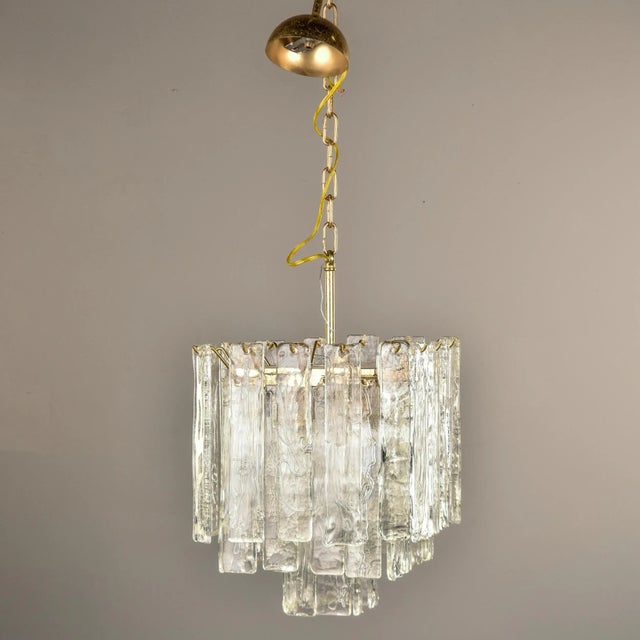 Mid Century Three Tiered Murano Glass Pendant Fixture For Sale - Image 4 of 12