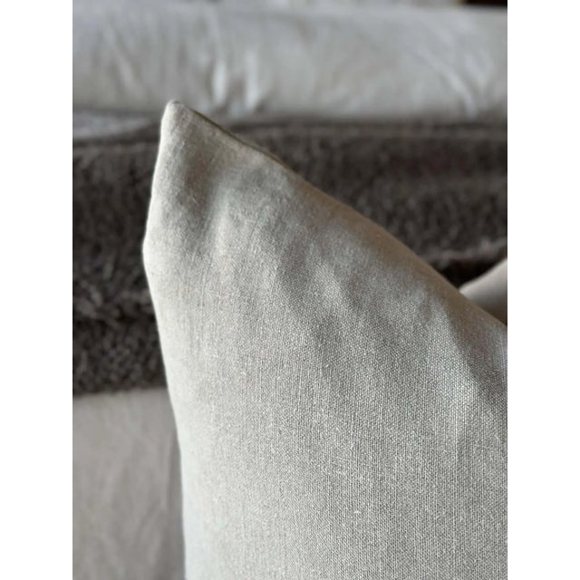 Belgian Linen Accent Pillow in Flax For Sale - Image 4 of 7