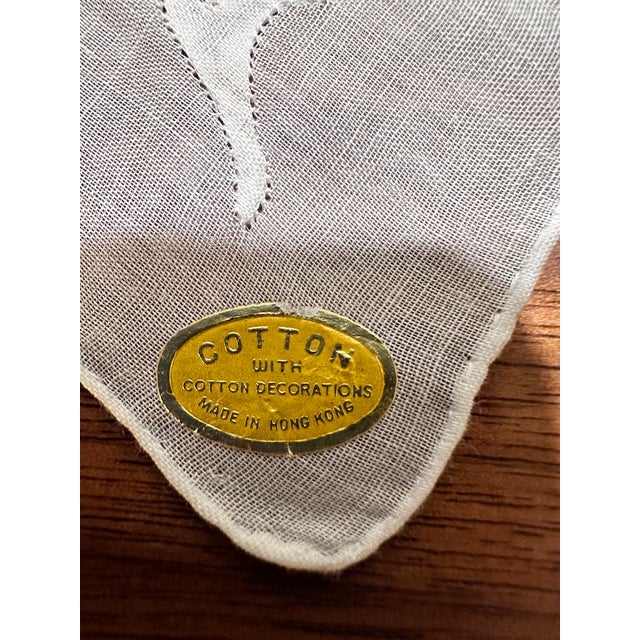 Mid 20th Century Vintage Burmel Original Cotton Embroidered Handkerchiefs Set of 3 For Sale - Image 10 of 11