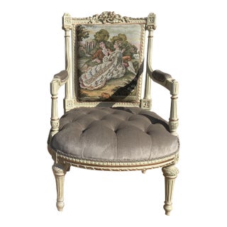 Louis XV French Style Settee, Empire Walnut Armchair/Chair/Setee For Sale