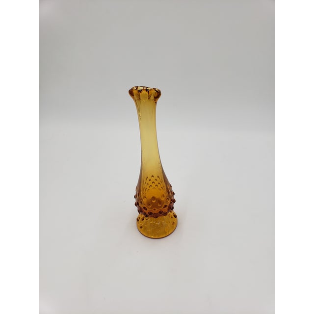 Vintage Fenton Amber Hobnail Swung Vase For Sale - Image 6 of 9
