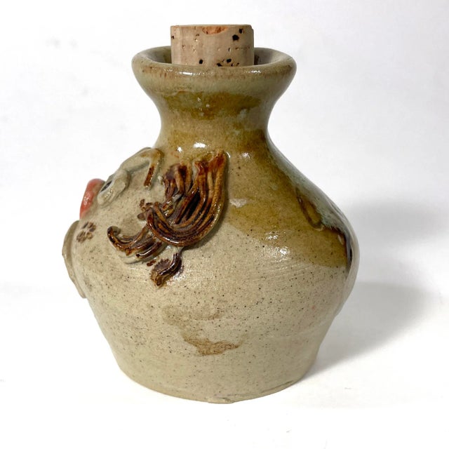 French Folk Art Open Mouth Face Jug / Salt Container For Sale - Image 9 of 13