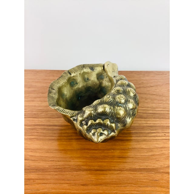 Vintage 1970s Brass Sea Shell Planter / Vessel For Sale - Image 4 of 6