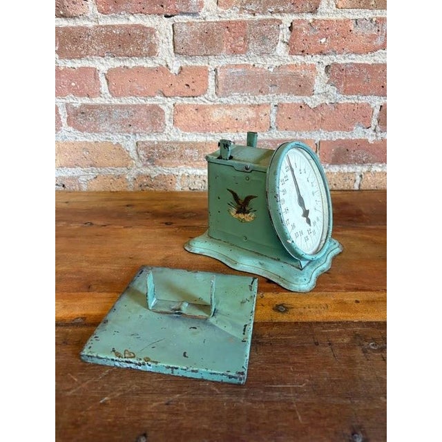 1910s Slanting Dial Kitchen Scale Seafoam Green - American Cutlery Co For Sale In Chicago - Image 6 of 15