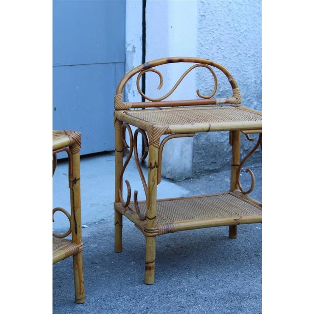 Italian Bamboo Bedside Tables, 1950s, Set of 2 For Sale - Image 6 of 12
