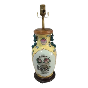 Antique Hand Painted Asian Pottery Vase Converted to Table Lamp Marked
