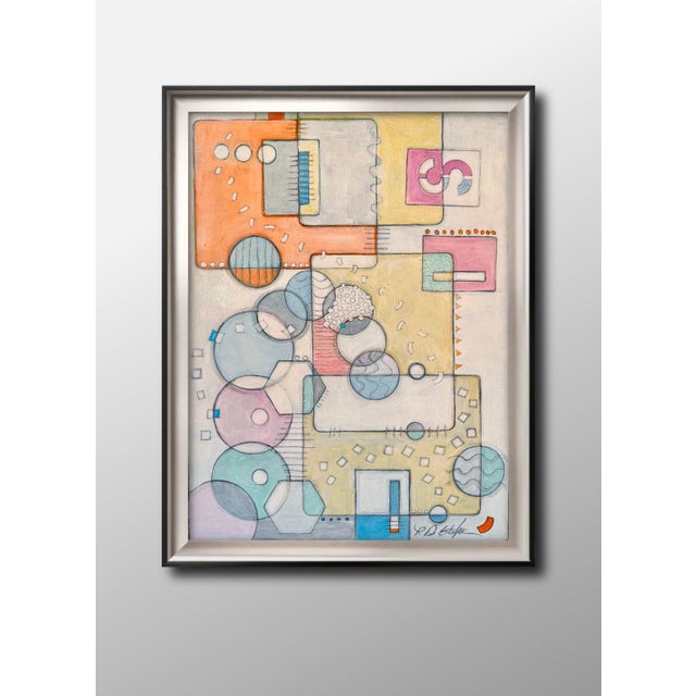 2025 Geometric abstract on archival 18 x 24” board painted in acrylic by Paula DeStefanis