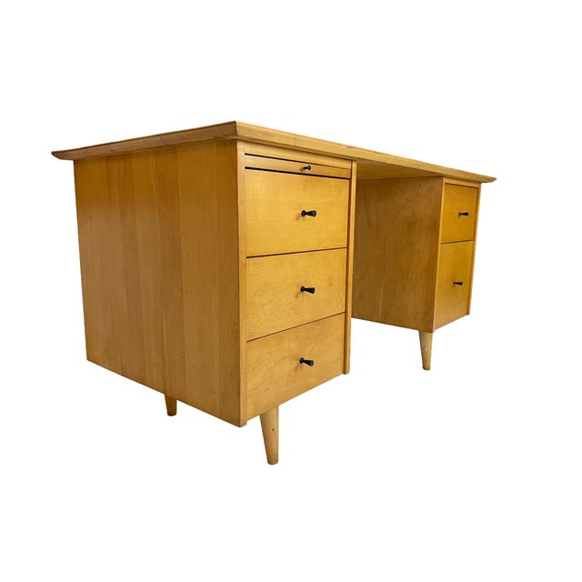Paul McCobb Attributed to Paul McCobb for Planner Group Maple Double Pedestal Desk, 1950s For Sale - Image 4 of 18