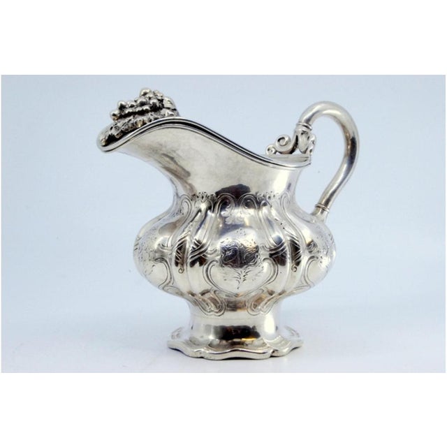 Silver Gummed Silver Milk Jug with Grape Engravings and Reliefs For Sale - Image 8 of 9