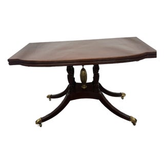 Vintage Baker Mahogany Drop-Leaf Pedestal Desk Console Table" For Sale