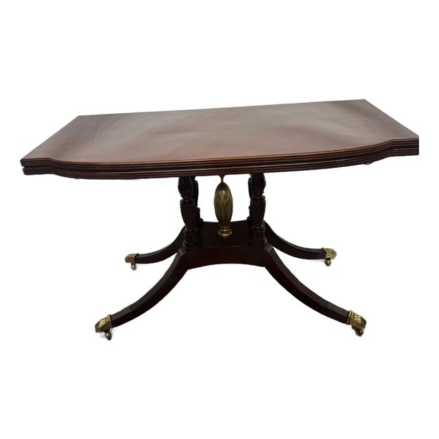 Vintage Baker Mahogany Drop-Leaf Pedestal Desk Console Table" For Sale