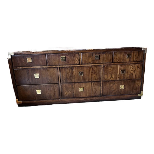 Late 20th Century Thomasville Campaign Style Dresser For Sale
