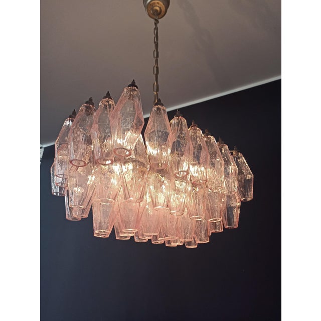 Murano Poliedri Chandelier with Pink Glasses from Carlo Scarpa, 1990s For Sale - Image 9 of 18