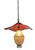 Red Murano Swirl Art Glass Shade and Amber Beads Pendant Lamp For Sale - Image 14 of 18