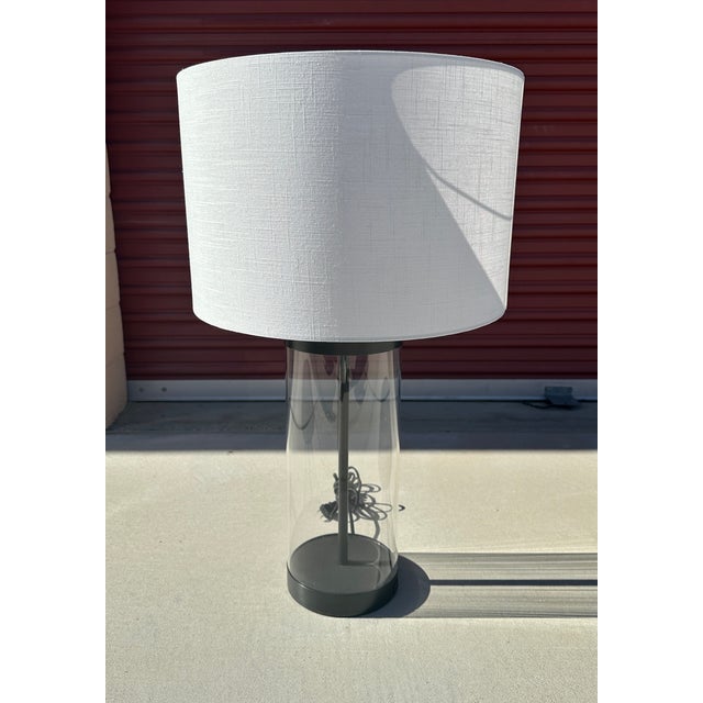 Crate & Barrel "Promenade" Glass Cylinder Table Lamp For Sale In Palm Springs - Image 6 of 8