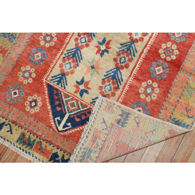 Vintage Zabihi Collection Red Turkish Anatolian Scatter Rug - 3'4" x 4'3" For Sale In New York - Image 6 of 6
