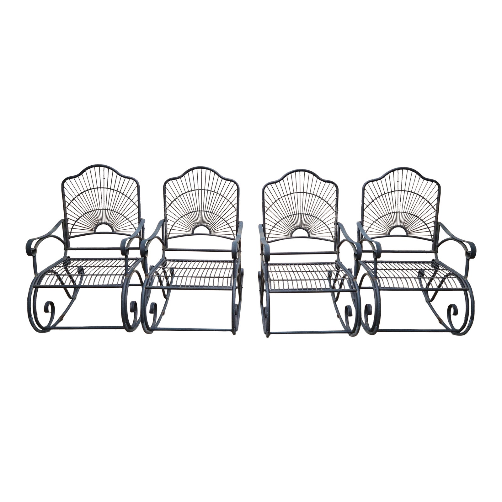 Late 20th Century Metal Outdoor Rocking Chairs Set of 4 | Chairish