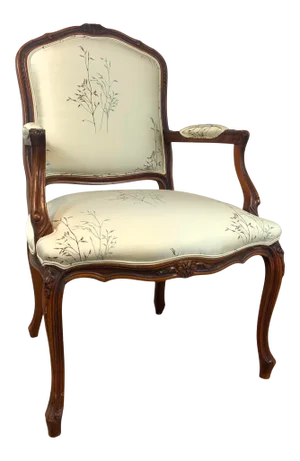 Vintage French Embroidered Silk Arm Chair