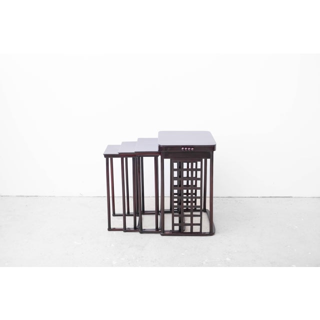 Secessionistic Model 988 Nesting Tables by Prof. Josef Hoffmann for Jacob & Josef Kohn, Vienna, Austria, 1906, Set of 4 For Sale - Image 15 of 18