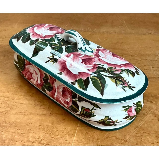 Vintage Rose Motif Porcelain Trinket Box For Sale - Image 4 of 12