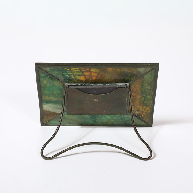 Tiffany Studios Bronze & Favrile Slag Glass Pine Needle Pattern Picture Frame For Sale - Image 11 of 12