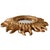 This vintage gold sunburst mirror from the 1980s is perfect for a Hollywood Regency interior. The gold mirror has a gold...