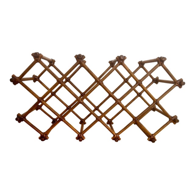 1980s Rattan Wine Rack For Sale