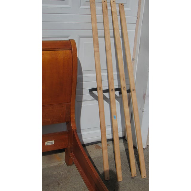 1980s Ethan Allen Sleigh Designer Queen Bed Carved For Sale - Image 9 of 10