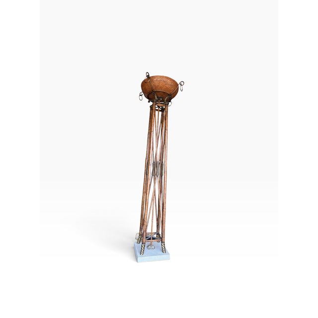 2000 - 2009 Monumental Maitland-Smith Faux Bamboo Brass Rams Head Torchère Floor Lamp For Sale - Image 5 of 14