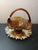 American Vintage Fenton Amber Hobnail Wedding Basket Vase For Sale - Image 3 of 6