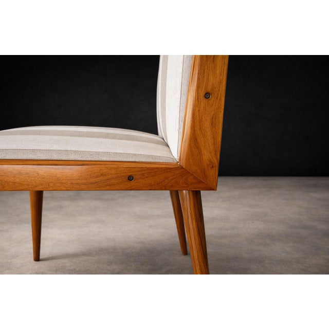 Taupe Brazilian Modern Set of Eight Dining Chairs in Caviúna Wood & Fabric, Giuseppe Scapinelli, Brazil, 1950s For Sale - Image 8 of 18