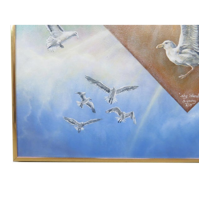 Surrealist Subject Oil on Board Titled "Sky Island" Signed by S Young For Sale - Image 9 of 11