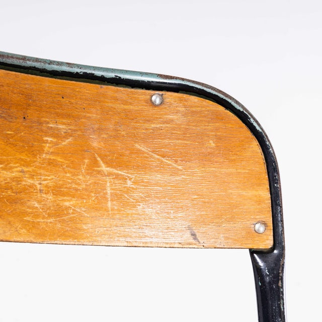 French Stacking D Back Dining Chairs in Blue from Mullca, 1950s, Set of 4 For Sale - Image 11 of 18