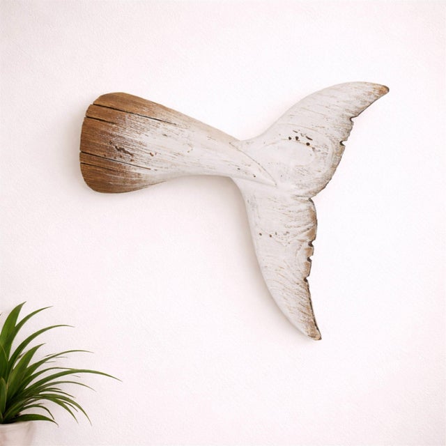 Modern Fir Wood Whale Tail Wall Accent 11.5"L For Sale - Image 3 of 4