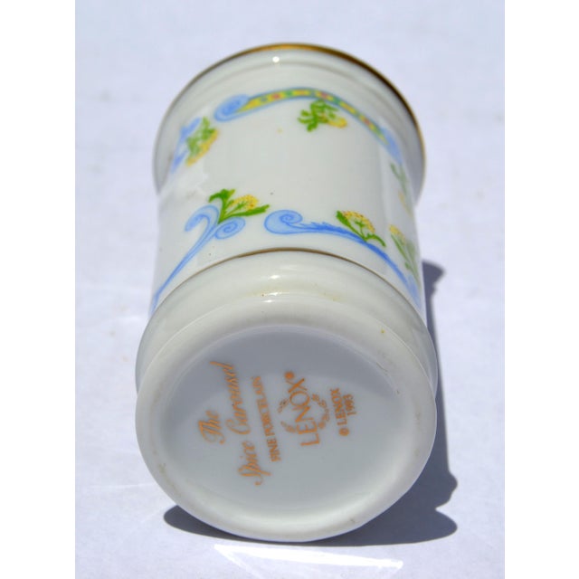 1993 Lenox Carousel Celery Salt Spice Fine Bone Ceramic Porcelain Jar Gold Trim Collectible For Sale - Image 12 of 14