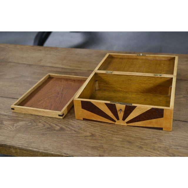 Brown Wavy Sycamore and Burl Walnut Marquetry Box, 1970s For Sale - Image 8 of 9