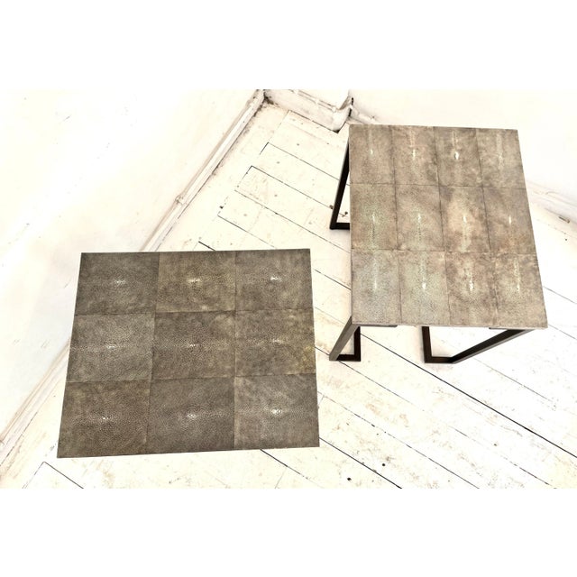 1980s Side Tables in Galuchat, 1980s, Set of 2 For Sale - Image 5 of 9