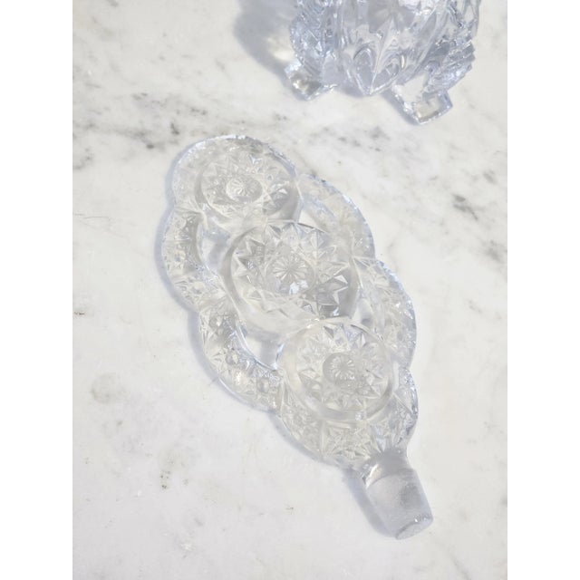 Tall Art Deco Perfume Bottle, Clear Cut Glass 1940's For Sale - Image 4 of 12