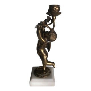 Late 19th Century Cherub Bronze for Oil & Wick For Sale