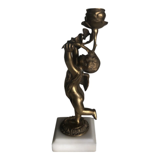 Late 19th Century Cherub Bronze for Oil & Wick For Sale